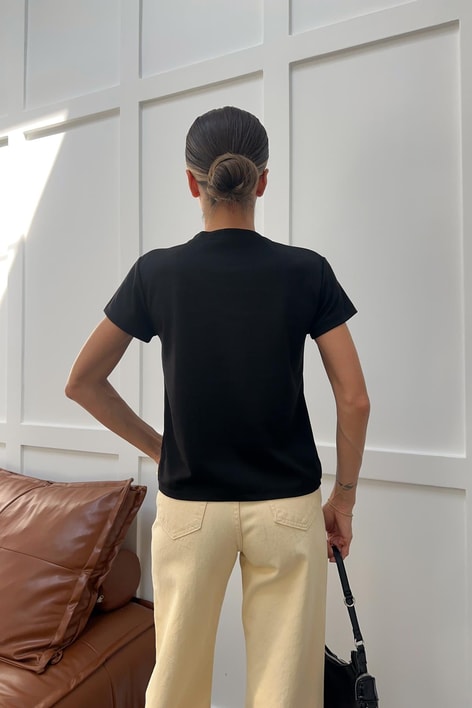 Flamingo Nakışlı Tshirt Siyah