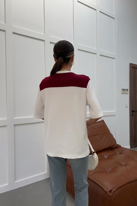 Fularlı Modal Tshirt Bordo