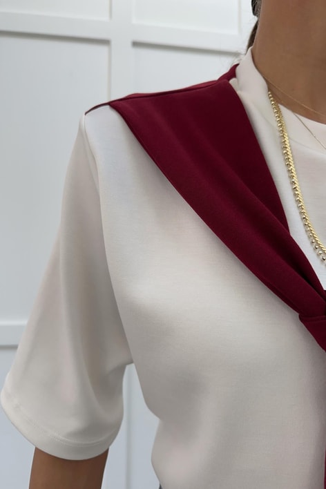 Fularlı Modal Tshirt Bordo