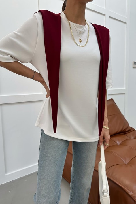 Fularlı Modal Tshirt Bordo