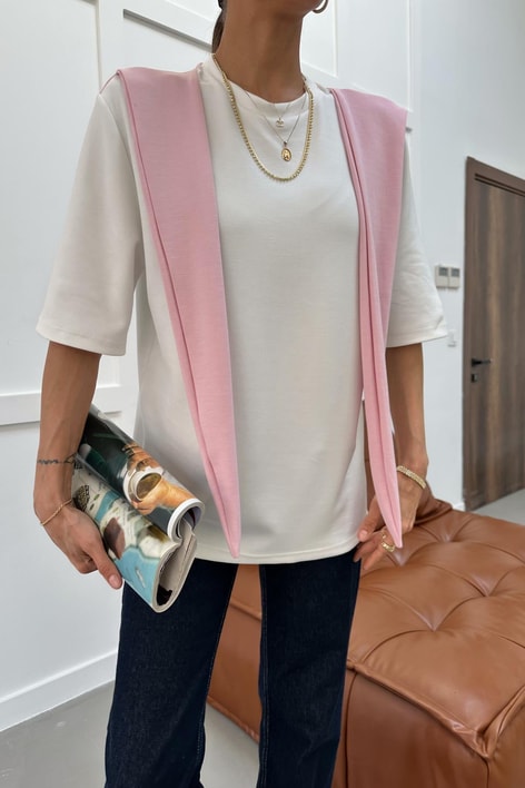 Fularlı Modal Tshirt Pembe