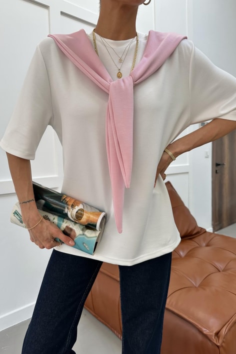 Fularlı Modal Tshirt Pembe