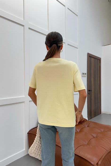 Kabartma Çiçekli Tshirt Sarı