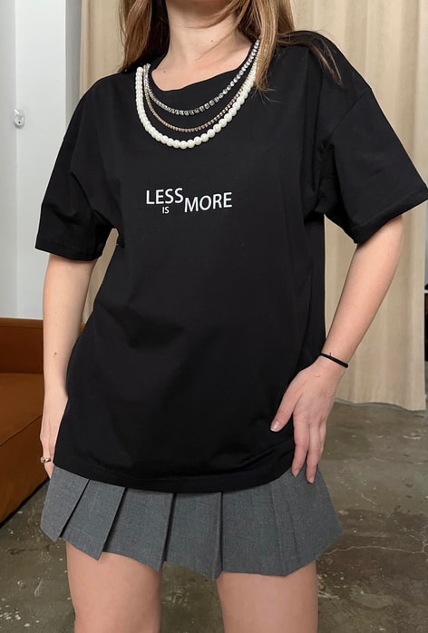 Kolyeli Tshirt Siyah