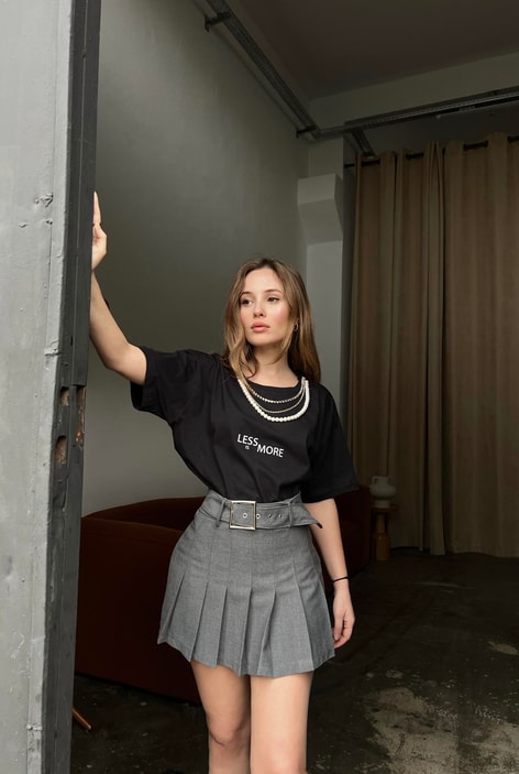 Kolyeli Tshirt Siyah