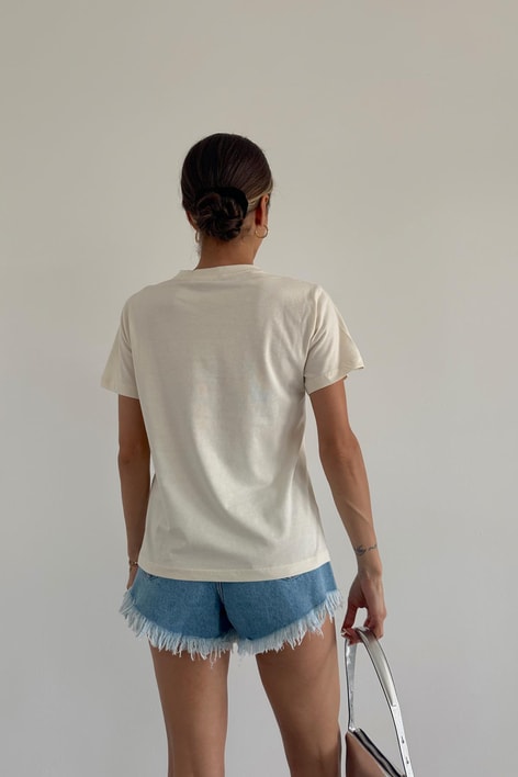 Lemon Baskı Tshirt Bej