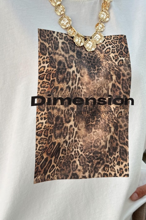 Leopar Baskı T-shirt Ekru