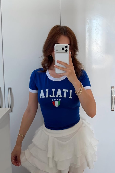 Lisanslı Forma Kısa Tshirt Italia Mavi