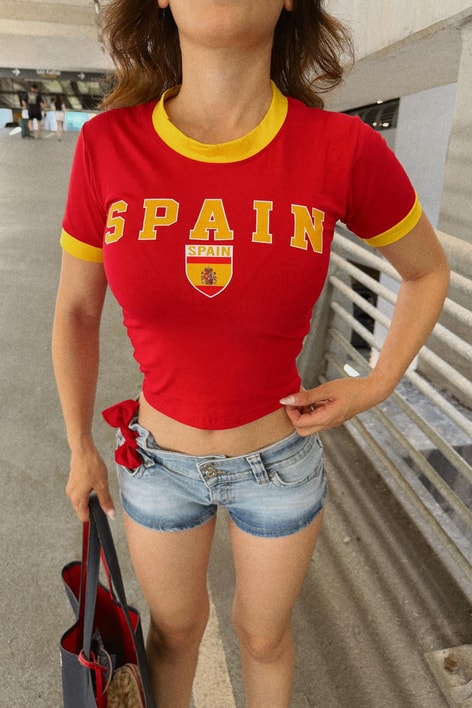 Lisanslı Forma Kısa Tshirt Spain Kırmızı