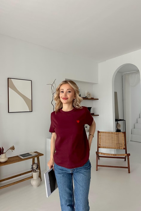 Mini Heart Tshirt Bordo