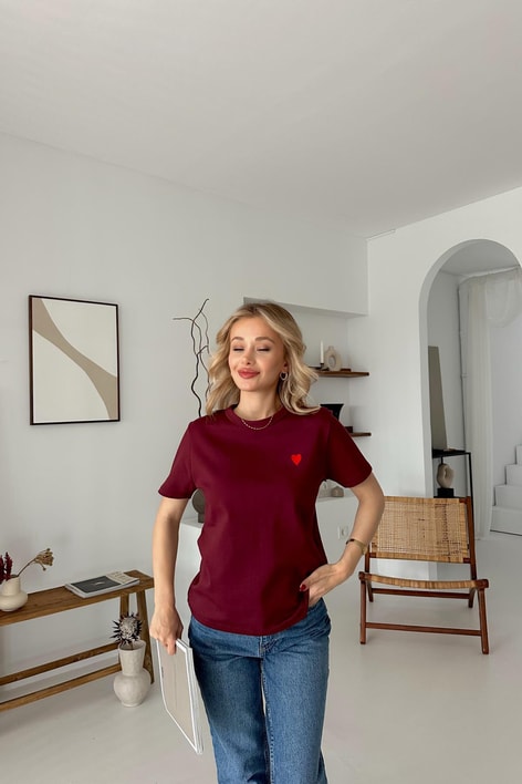 Mini Heart Tshirt Bordo