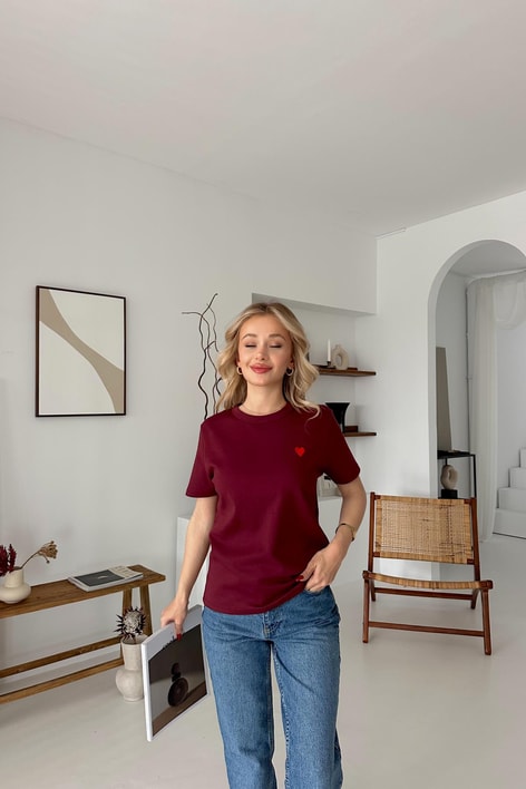 Mini Heart Tshirt Bordo