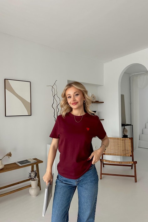 Mini Heart Tshirt Bordo