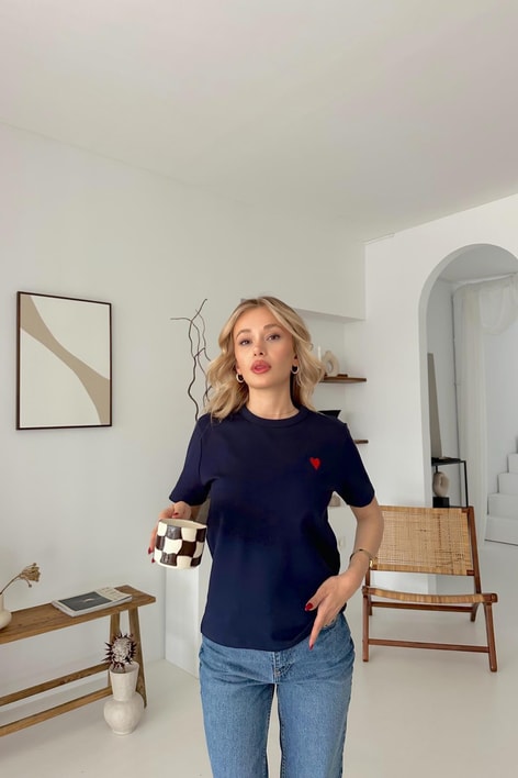 Mini Heart Tshirt Lacivert