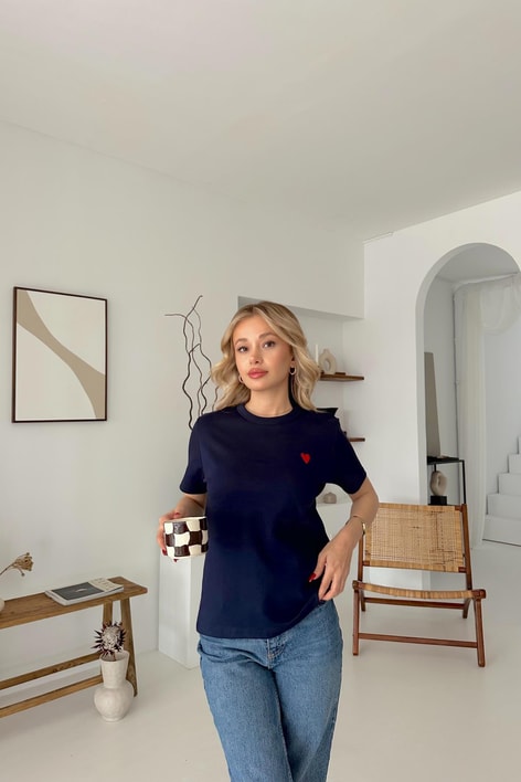 Mini Heart Tshirt Lacivert