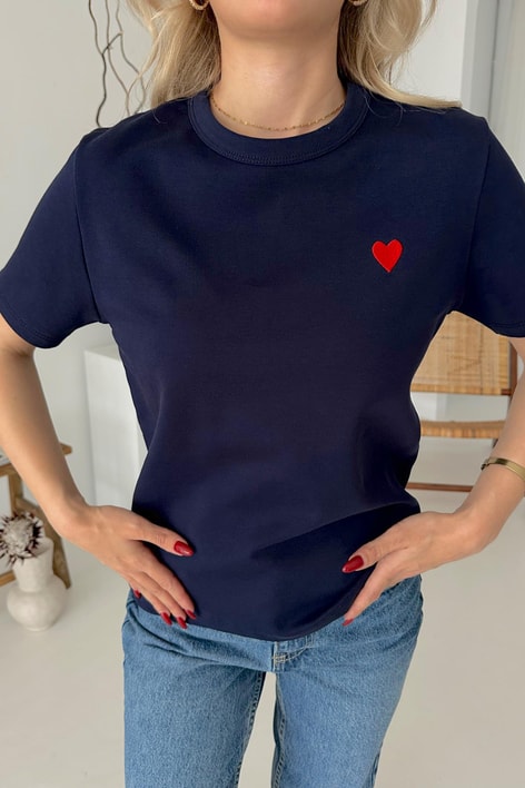 Mini Heart Tshirt Lacivert