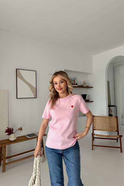 Mini Heart Tshirt Pudra