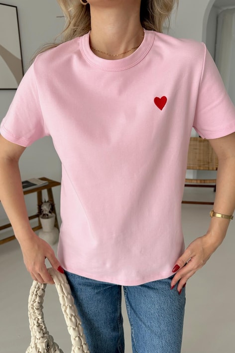 Mini Heart Tshirt Pudra