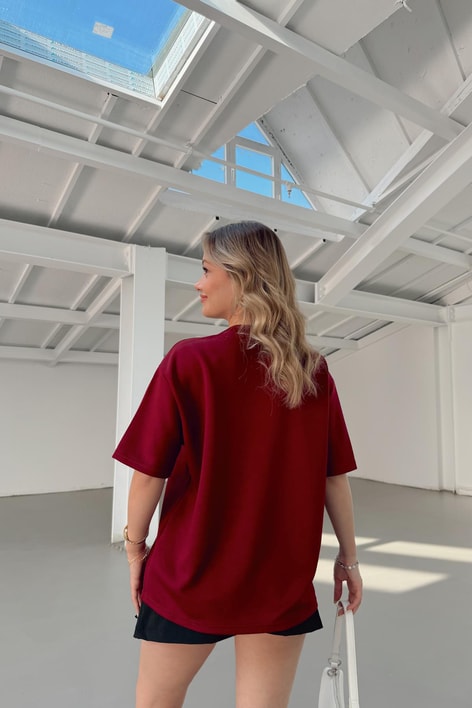 Modal Heart Tshirt Bordo