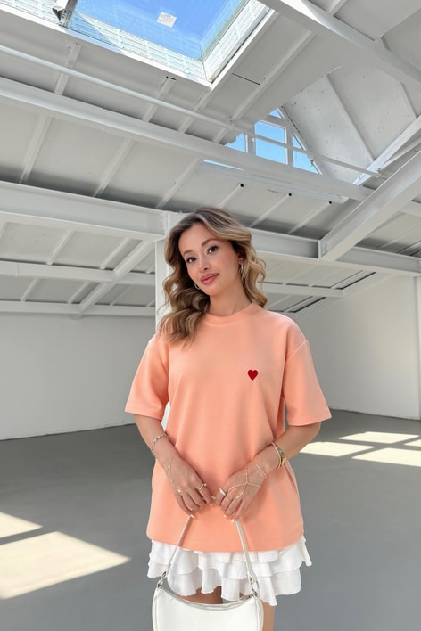 Modal Heart Tshirt Oranj