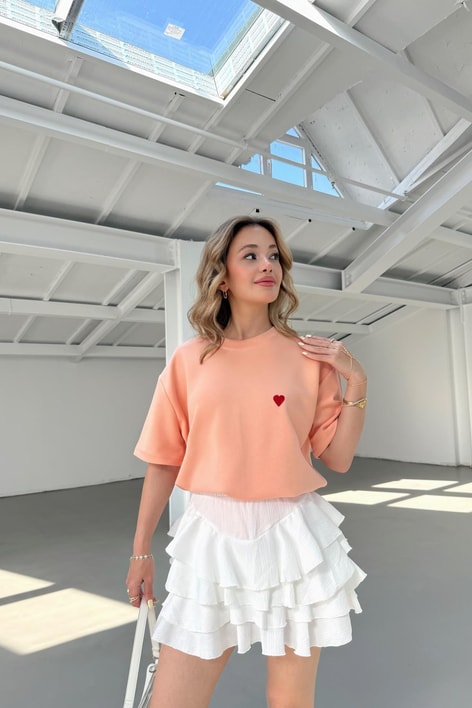 Modal Heart Tshirt Oranj