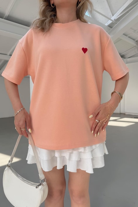Modal Heart Tshirt Oranj