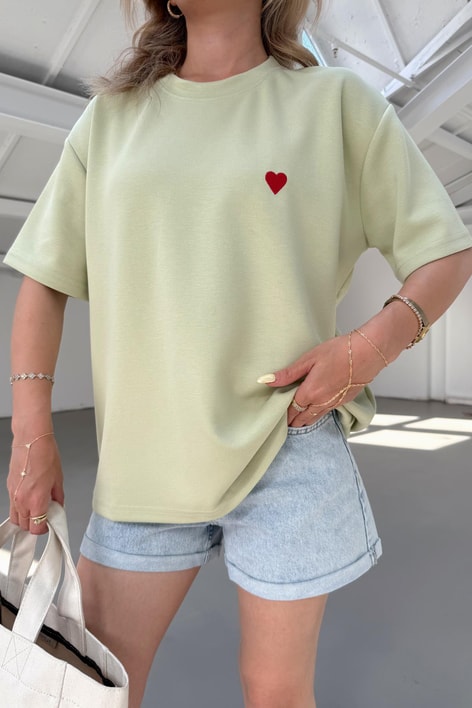 Modal Heart Tshirt Yeşil