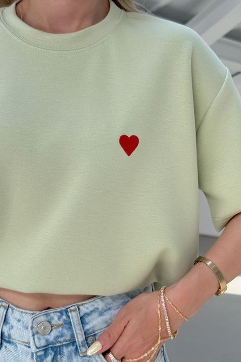 Modal Heart Tshirt Yeşil