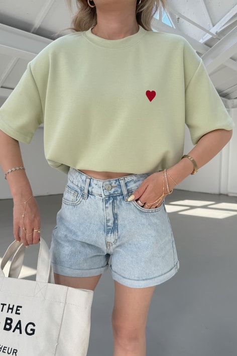 Modal Heart Tshirt Yeşil