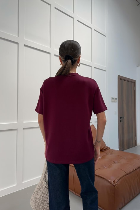 Modal Oversize Tshirt Bordo