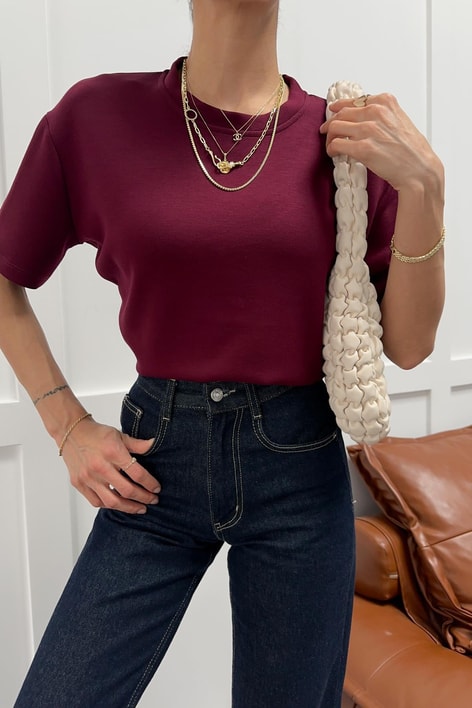 Modal Oversize Tshirt Bordo