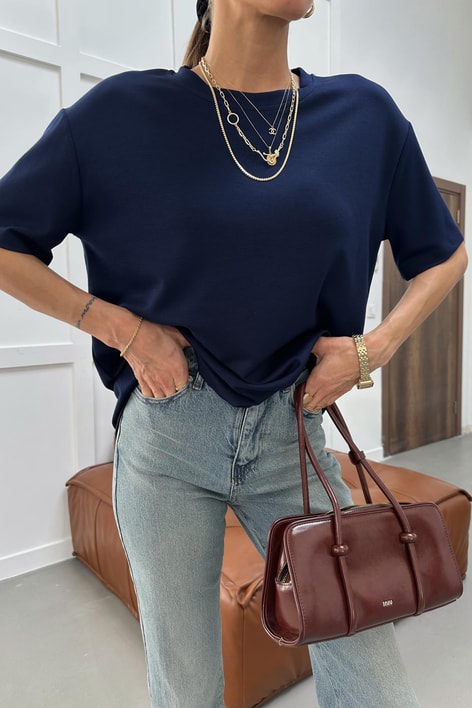 Modal Oversize Tshirt Lacivert