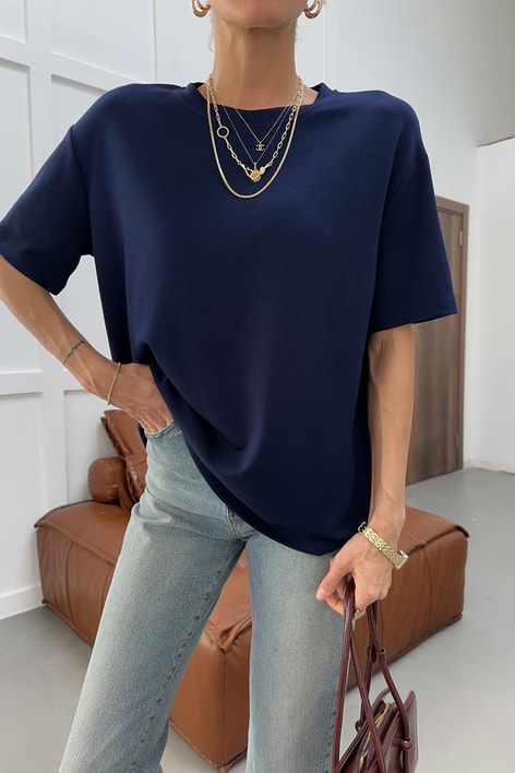 Modal Oversize Tshirt Lacivert