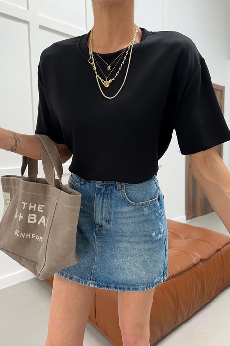 Modal Oversize Tshirt Siyah