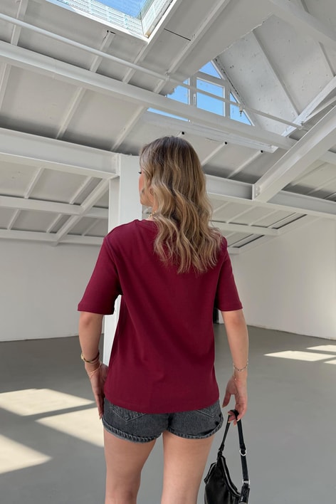 Modern Fit Crop Tshirt Bordo