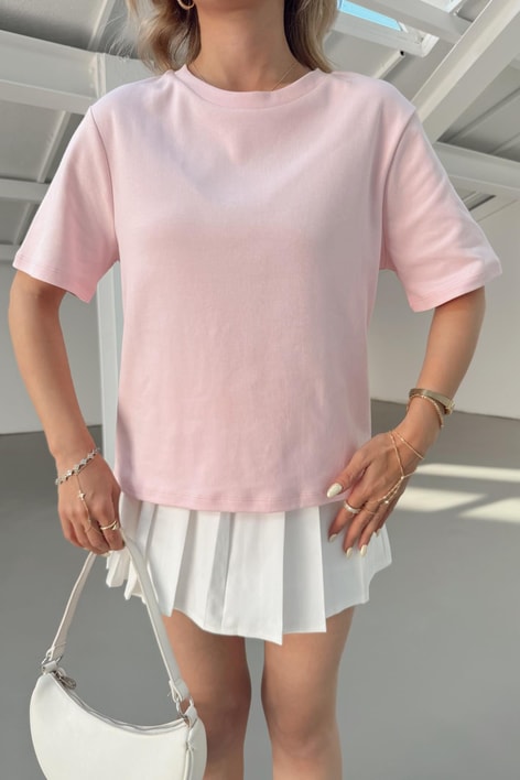 Modern Fit Crop Tshirt Pembe