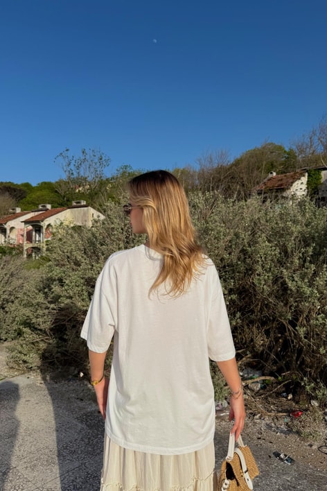 MonstKcbki Baskılı T-Shirt Ekru
