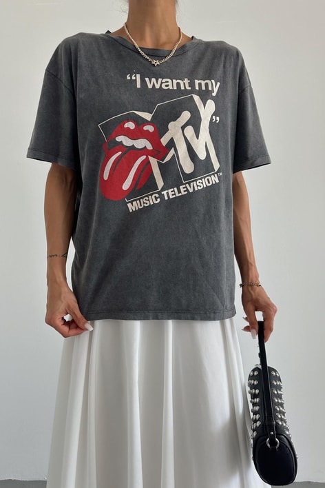 Musıc Yıkamalı Tshirt Antrasit