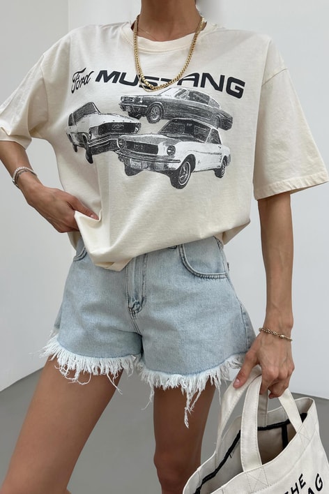 Mustang Vintage Tshirt Krem