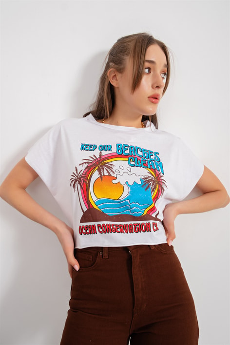 Ocean Crop Tshirt Beyaz