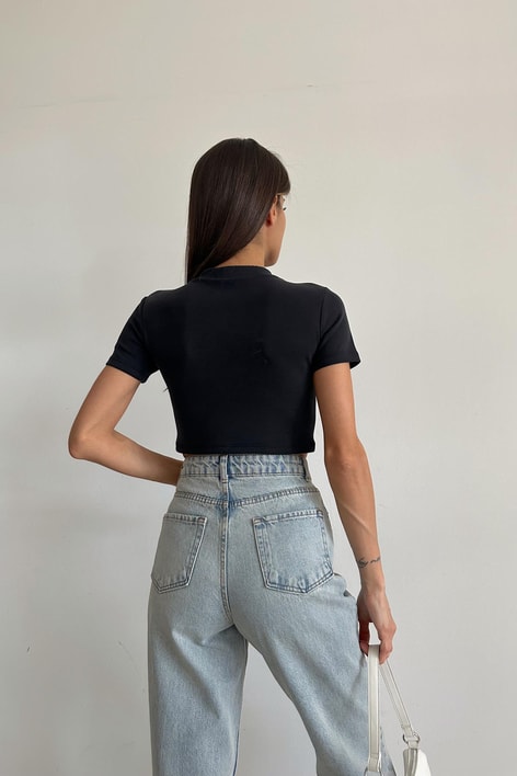 One Basic Crop Tshirt Antrasit