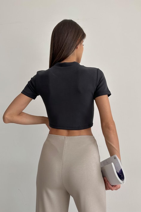 One Basic Crop Tshirt Siyah