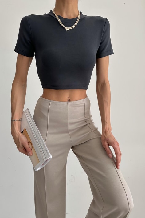One Basic Crop Tshirt Siyah