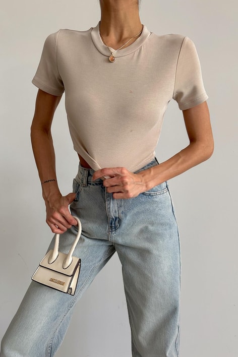 One Basic Crop Tshirt Taş