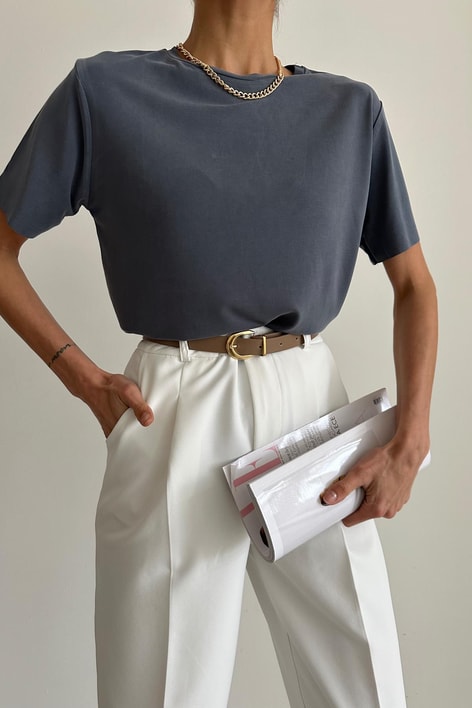 Oval Kesim Basıc Tshırt Antrasit