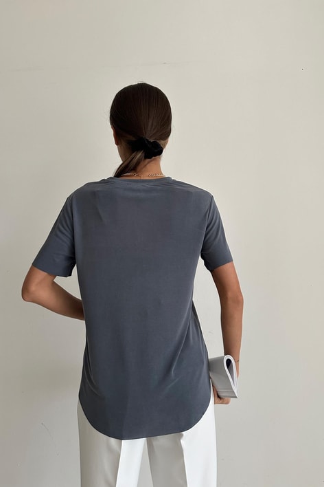 Oval Kesim Basıc Tshırt Antrasit