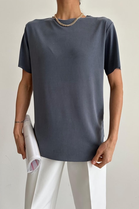 Oval Kesim Basıc Tshırt Antrasit