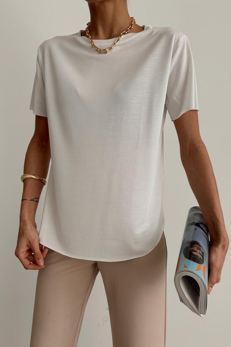 Oval Kesim Basıc Tshırt Ekru