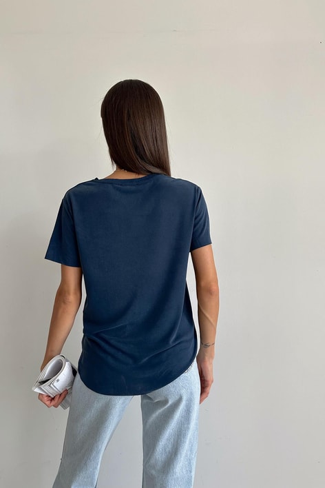 Oval Kesim Basıc Tshırt Lacivert