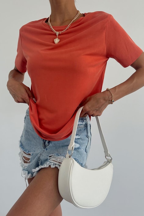 Oval Kesim Basıc Tshırt Oranj